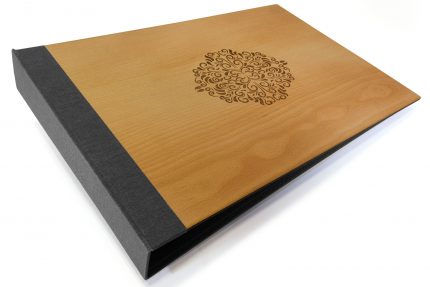 Laser Etching on Timber Binder with Dark Grey Back Cover