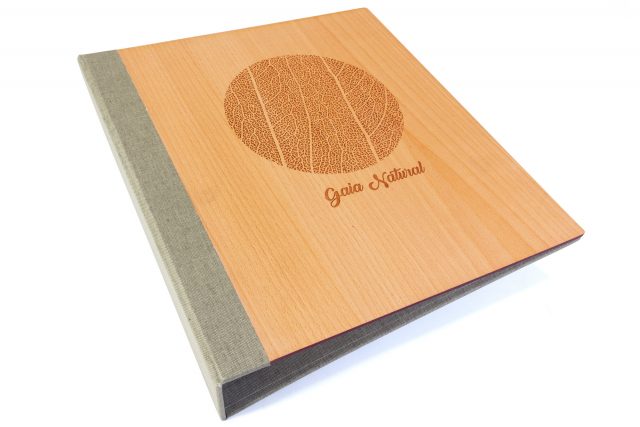 Laser Etching on Timber Binder with Light Grey Back Cover