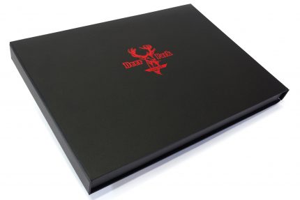 Red Foil Debossing on Black Cloth Presentation Box