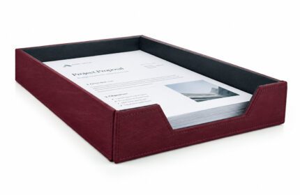 Burgundy Leather Document Tray 01