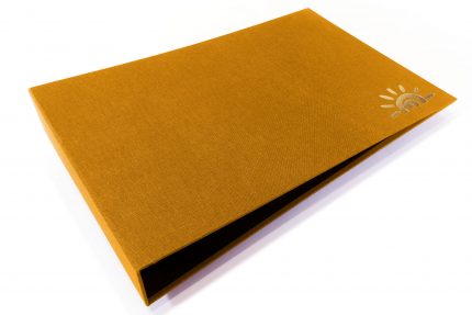 Gold Foil Debossing on Golden Tan Cloth Binder