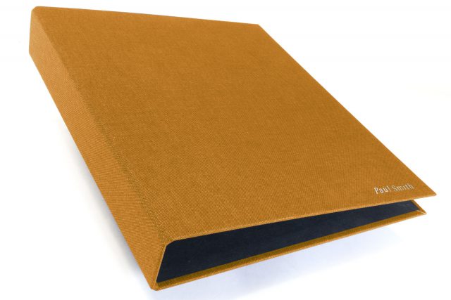 Silver Foil Letterpress on Golden Tan Cloth Binder