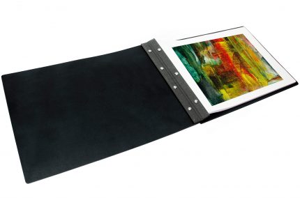 Black Leather Portfolio Inner with Dark Grey Binding Hinge