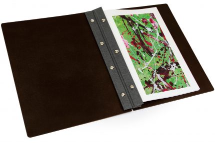 Chocolate Leather Portfolio Inner with Dark Grey Binding Hinge