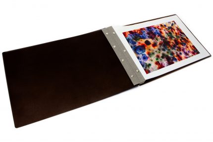 Chocolate Leather Portfolio Inner with Light Grey Binding Hinge