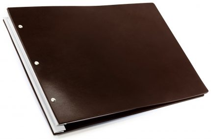 Chocolate Leather Portfolio with White Binding Hinge