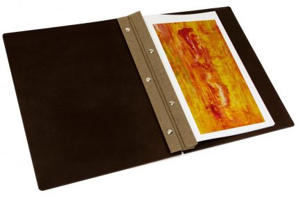 Chocolate Leather Portfolio Inner with Light Brown Binding Hinge