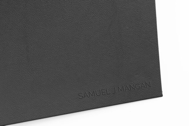 Leather Case Bound Binder A4 Prt Black Deboss Closeup