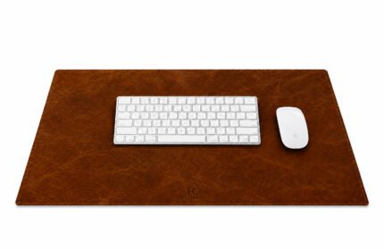 Leather Desk Mat 750x400 Sideview Capri Walnut Tan 01