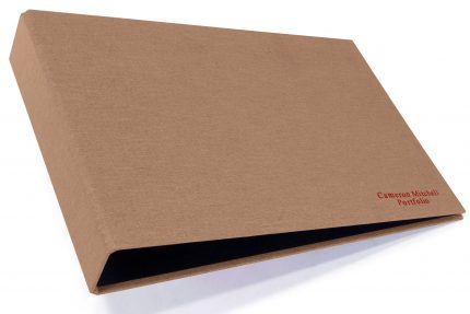 Red Foil Letterpress on Light Brown Cloth Binder