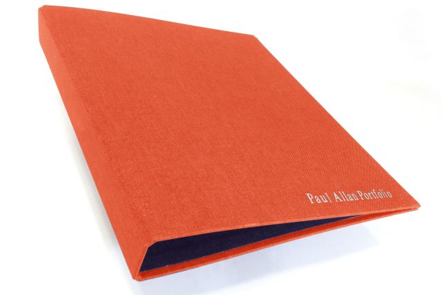 Silver Foil Letterpress on Red Peach Cloth Binder