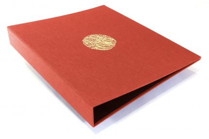 Gold Foil Debossing on Red Peach Cloth Binder